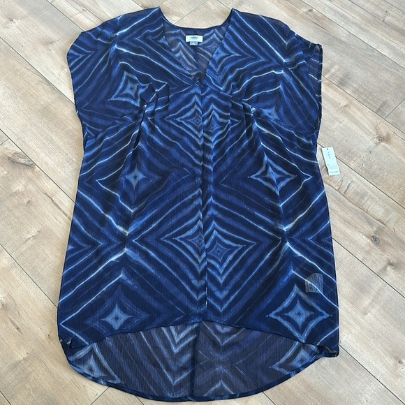 4/$25 NWT Old Navy Crinkle Chiffon Kimono Swim Blue Combo Navy Cover-Up Sz M - Picture 4 of 9